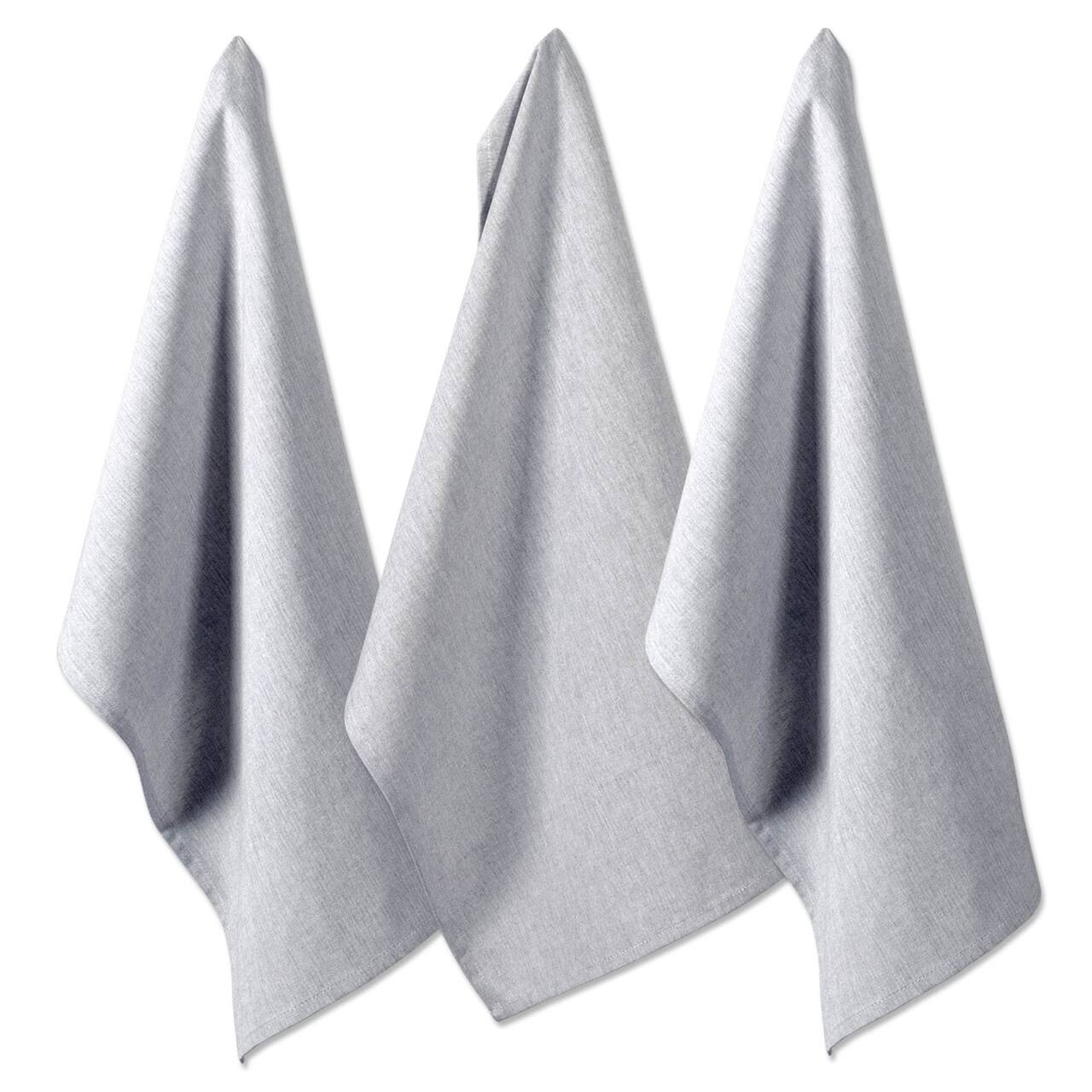DII® Gray Solid Chambray Dishtowels, 3ct.